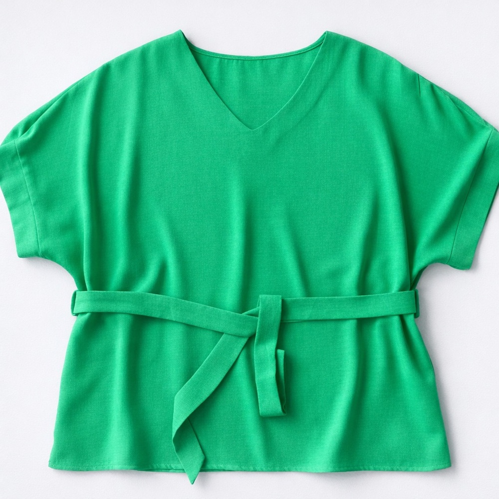 Green Blouse Lightweight Belted XL - Picture 2 of 4